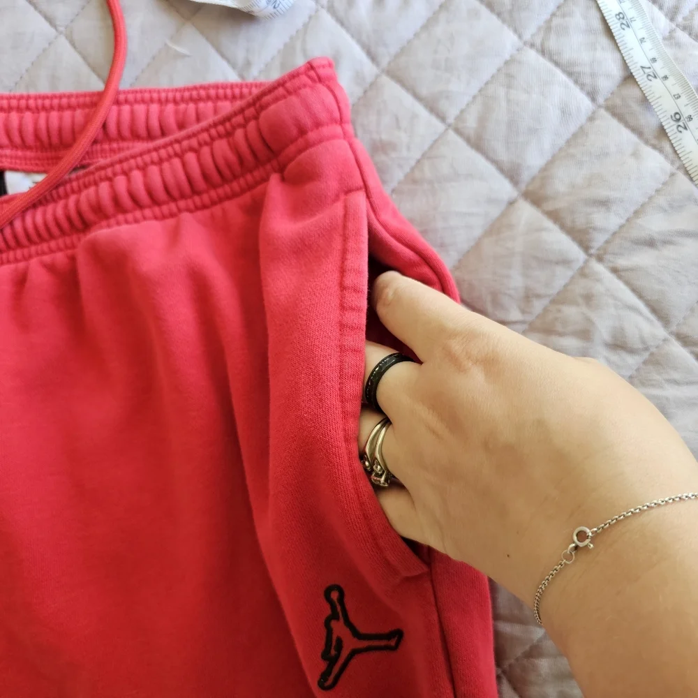 Jordan Red Cotton Loose Fit‎ Casual Sporty Outdoor Track Jogger Pants Sz M
